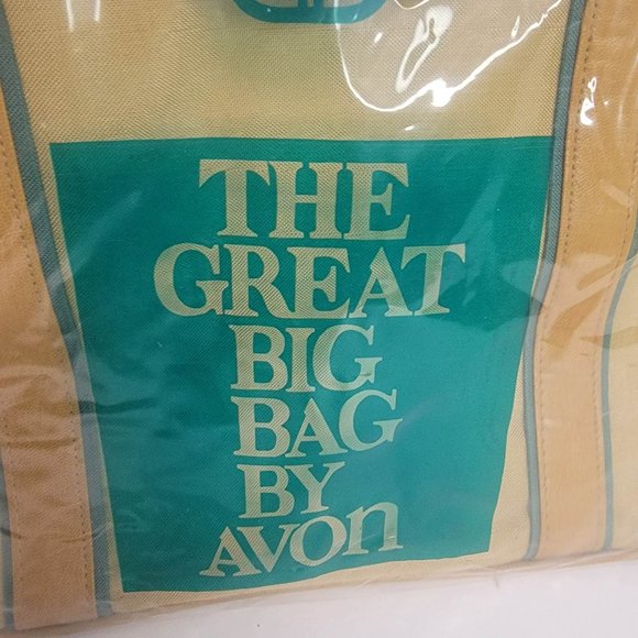 New Sealed 1983 The Great Big Bag By Avon Tan Large Canvas Tote w/ Luggage Tag - Picture 4 of 8